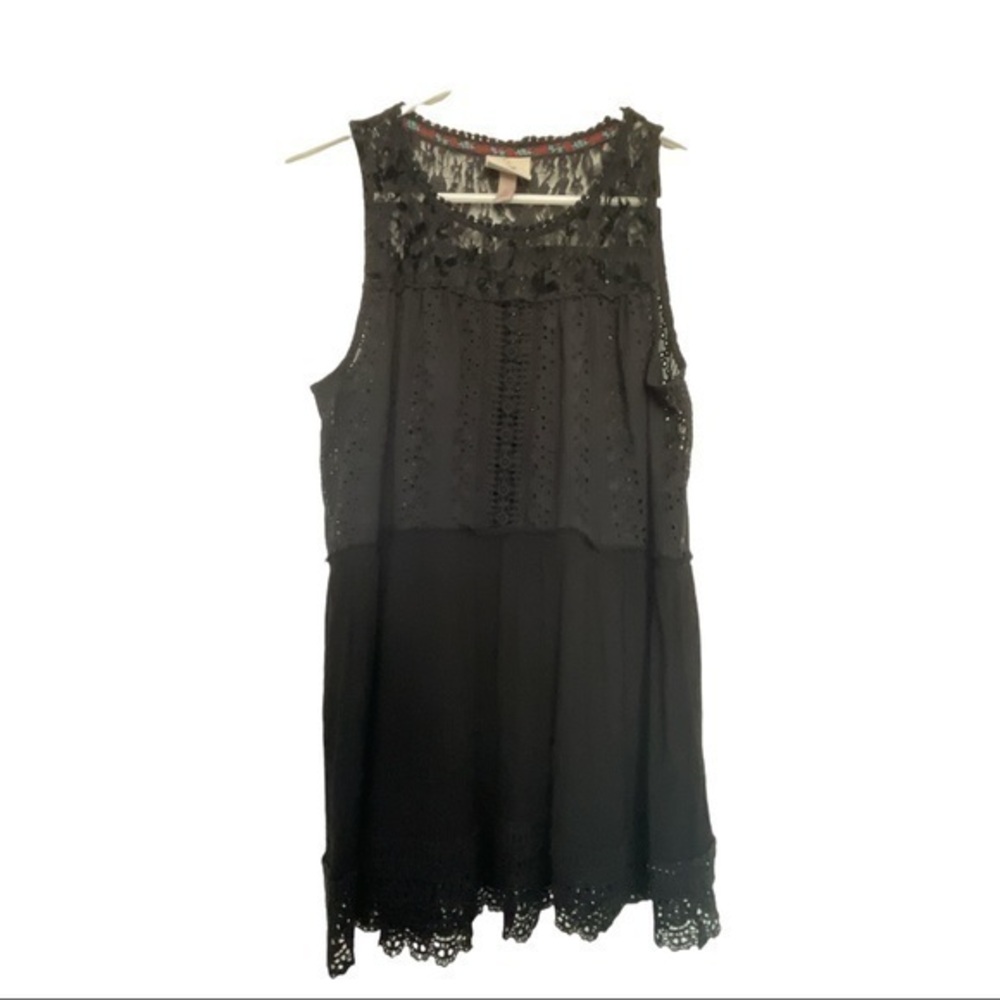 KNOX ROSE BLACK LACE CROCHET BLOUSE SIZE MEDIUM GUC #6350
